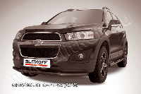 Защита переднего бампера d57+d42 двойная черная Chevrolet CAPTIVA (2013)