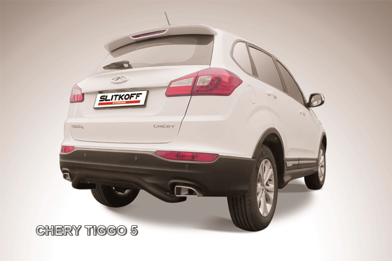 Защита заднего бампера d57 "скоба" черная Chery Tiggo 5