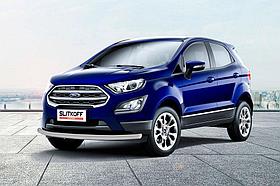 Защита переднего бампера d57 серебристая Ford EcoSport (2017)