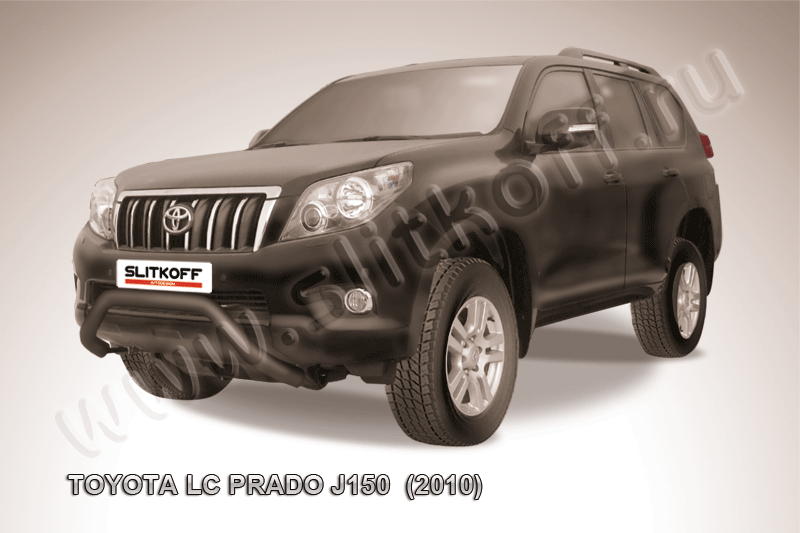 Кенгурятник d76 низкий "мини" черный Toyota Land Cruiser Prado (2010)