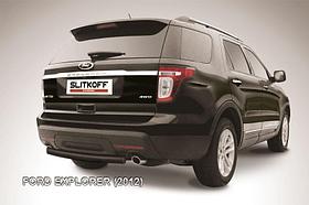 Защита заднего бампера d76 черная Ford Explorer (2012)