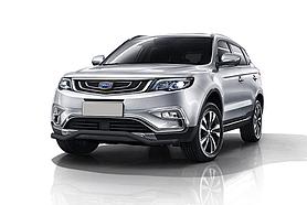 Защита переднего бампера d57 "волна" черная Geely Atlas