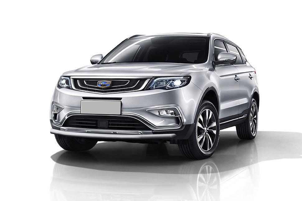 Защита переднего бампера d57 серебристая Geely Atlas