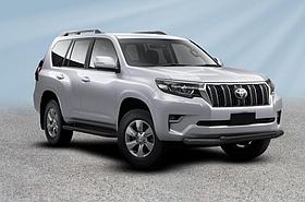 Защита переднего бампера d76+d57 двойная черная Toyota Land Cruiser Prado (2017)