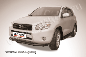 Защита переднего бампера d76+d57 двойная черная Toyota RAV-4 (2006)