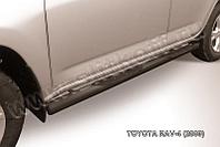 Защита порогов d76 с проступями черная Toyota RAV4 (2009)