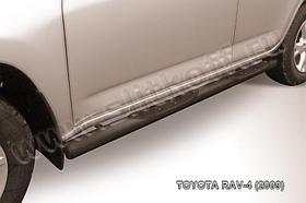 Защита порогов d76 с проступями черная Toyota RAV4 (2009)