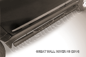 Защита порогов d76 с проступями черная Great Wall Hover H3 (2014)