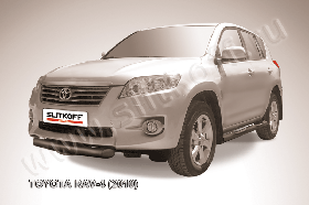 Защита переднего бампера d76 короткая черная Toyota RAV-4 (2010)