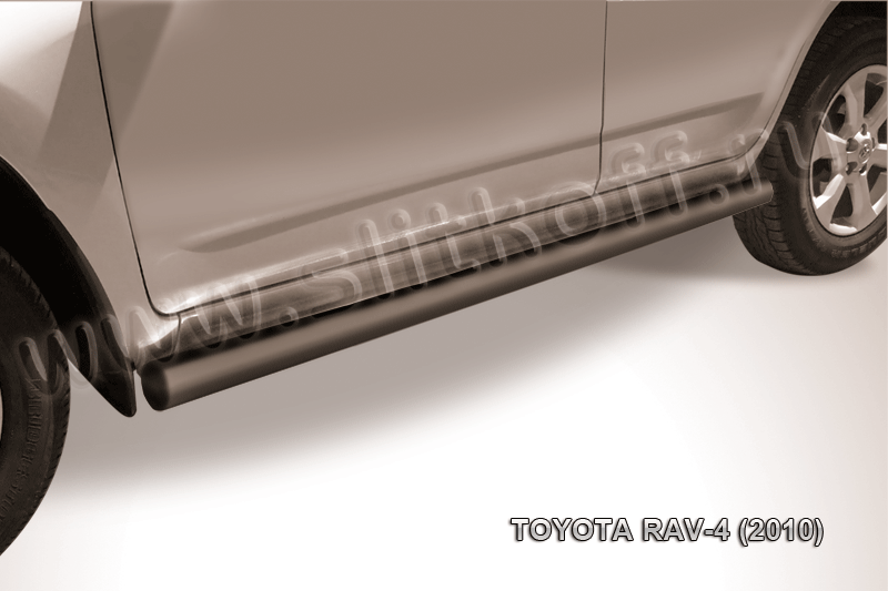 Защита порогов d76 труба черная Toyota RAV-4 (2010)