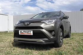 Защита переднего бампера d57 черная Toyota RAV4 (2015)