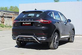 Защита заднего бампера d42 "Скоба" серебристая Haval F7 / Haval F7x