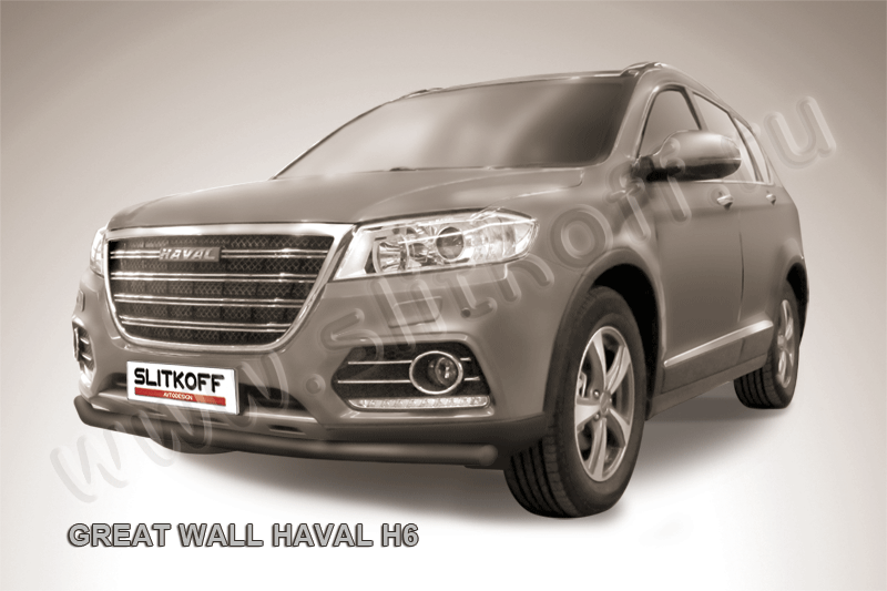 Защита переднего бампера d57 черная Haval H6