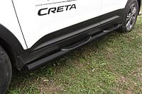 Защита порогов d76 с проступями черная Hyundai CRETA 4WD 2016