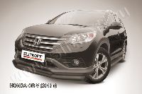 Защита переднего бампера d76+d57 двойная черная Honda CR-V (2012) 2L