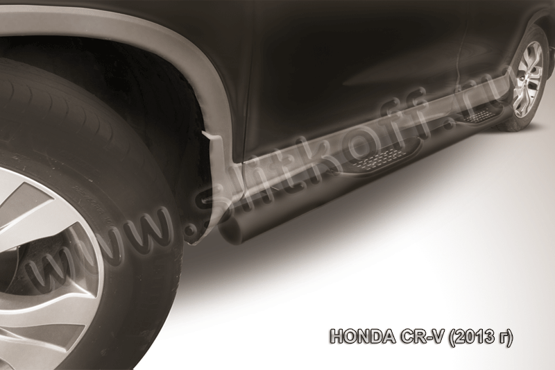 Защита порогов d76 с проступями черная Honda CR-V (2012) 2L