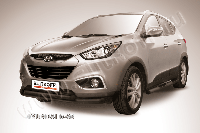 Защита переднего бампера d76+d57 двойная черная Hyundai ix-35