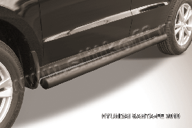 Защита порогов d76 труба черная Hyundai Santa Fe (2010)