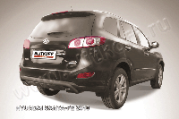 Защита заднего бампера d57 "скобка" черная Hyundai Santa Fe (2010)