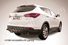 Защита заднего бампера d57 длинная черная Hyundai Santa Fe (2012)