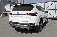 Защита заднего бампера d57 короткая черная Hyundai SANTA-FE (2018)