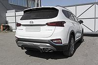 Защита заднего бампера d57 "скоба" черная Hyundai SANTA-FE (2018)