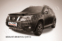 Защита переднего бампера d42+d42 двойная черная Nissan Terrano (2014)