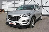 Защита переднего бампера d57+d42 двойная черная Hyundai Tucson (2018) Turbo