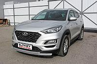 Защита переднего бампера d57+d42 двойная серебристая Hyundai Tucson (2018) Turbo