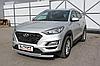 Защита переднего бампера d57+d42 двойная  серебристая Hyundai Tucson (2018) Turbo, фото 2