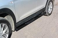 Защита порогов d76 с проступями черная Hyundai Tucson (2018) Turbo