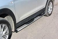 Защита порогов d76 с проступями серебристая Hyundai Tucson (2018) Turbo