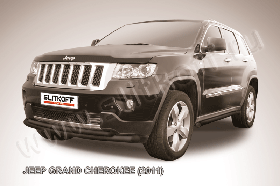 Защита переднего бампера d76+d57 двойная радиусная черная JEEP Grand Cherokee (2011)