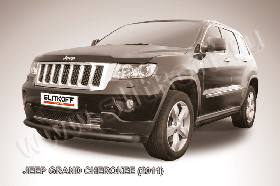 Защита переднего бампера d76 радиусная черная JEEP Grand Cherokee (2011)