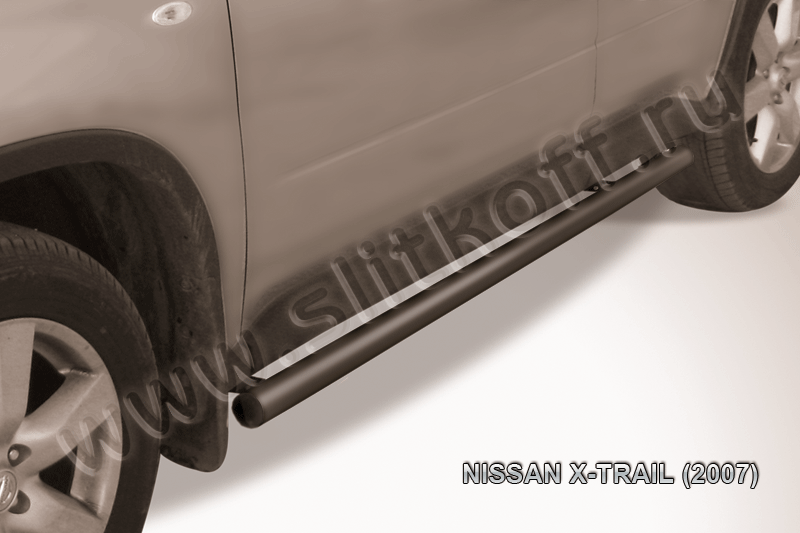 Защита порогов d57 труба черная Nissan X-TRAIL (2007)