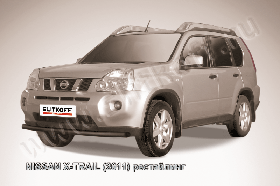 Защита переднего бампера d57 черная Nissan X-Trail (2011) Рестайлинг