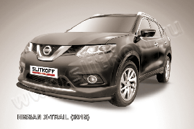 Защита переднего бампера d57 черная Nissan X-TRAIL (2015)