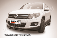 Защита переднего бампера d57 черная Volkswagen Tiguan (2011)