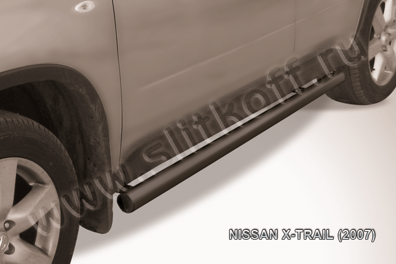 Защита порогов d76 труба черная Nissan X-TRAIL (2007)