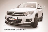 Защита переднего бампера d76 черная Volkswagen Tiguan (2011)