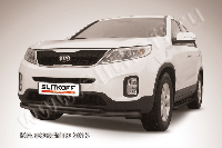 Защита переднего бампера d57+d42 двойная радиусная черная KIA Sorento (2013)