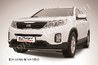 Защита переднего бампера d57 радиусная черная KIA Sorento (2013)