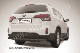 Защита заднего бампера d76 радиусная черная KIA Sorento (2013)