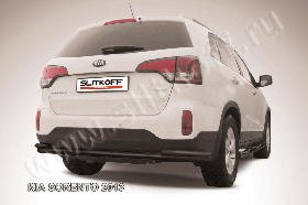 Защита заднего бампера d57+d42 двойная черная KIA Sorento (2013)