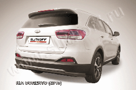 Защита заднего бампера d57+d42 двойная длинная черная KIA Sorento (2015)