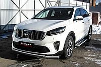 Защита переднего бампера d57+d42 двойная серебристая KIA Sorento Prime (2017)