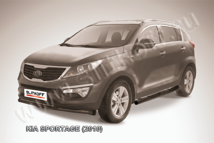 Защита переднего бампера d57+d42 черная KIA Sportage (2010)