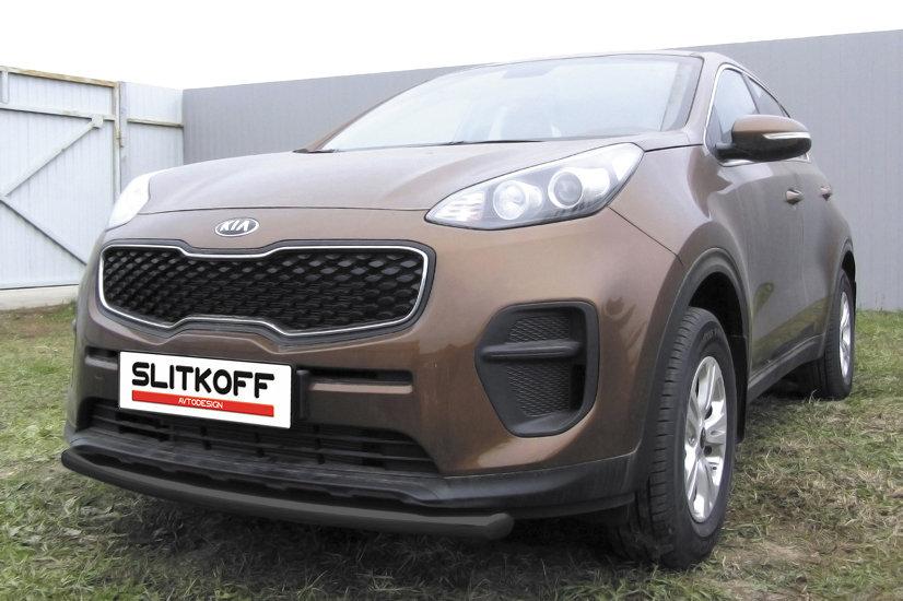 Защита переднего бампера d57 черная KIA Sportage (2016)