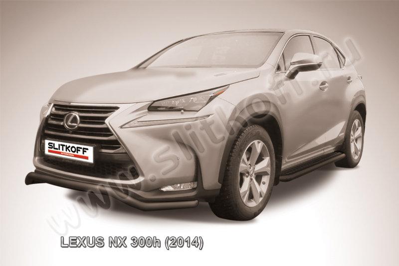 Защита переднего бампера d57 "волна" черная Lexus NX 300h