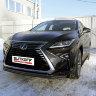 Защита переднего бампера d57+d42 двойная черная Lexus RX-350 (2015), фото 4